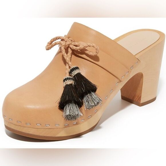 Loeffler Randall Shoes - Loeffler Randall Roberta Leather Wooden Clogs Shoes with Tassels Sz. 9